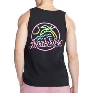 Chubbies Black Tank Top with Neon Graphic